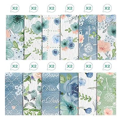 12 Designs Vintage Blue Rose Pattern Paper Pack 24 Sheets Vintage