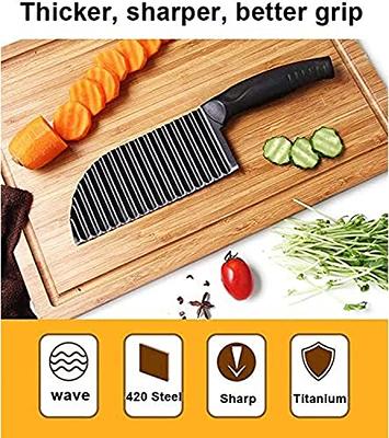 Premium Wavy Potato Cutter - Vegetable & Fruit Crinkle Cutting Tool, French  Fry Cutter, Serrated Salad Chopping Knife French Fry Slicer, Black Blade