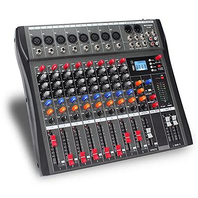 MIZISNR AX-80 Audio Interface Digital Mixer USB Bluetooth MP3 Input Mixing  Console 8 Channel 48V Phantom Power Sound Board Music Reverb For PC Stage  Studio Stereo DJ Sound Controller Analog Mixer 
