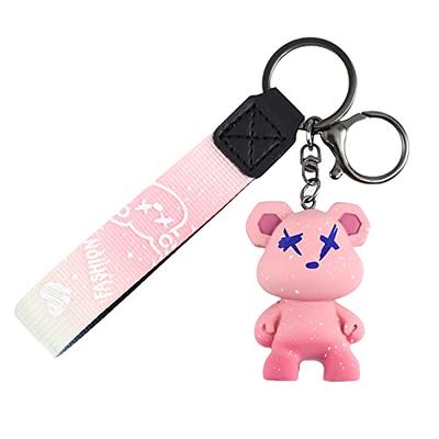 Colorful Bear Keychain Woven Leather Rope Animal Doll Key Ring Couples Gift Key  Chain for Bags Creative Car Accessories Pendant