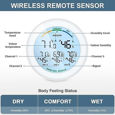 AMIR Upgraded Indoor Outdoor Thermometer with 3 Wireless Sensors, Digital  Hygrometer Thermometer, Min/Max Records, Room Thermometer Humidity Monitor