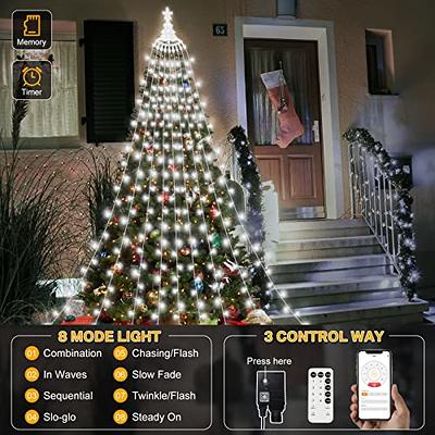 Christmas Tree Waterfall Lights, Outdoor Waterproof Led Solar Powered Star  Shaped Waterfall Lights With Remote Control, Christmas Yard Outdoor  Decoration