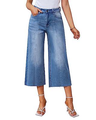 GRAPENT Capris for Women Cropped Jeans Denim Pants for Women Wide