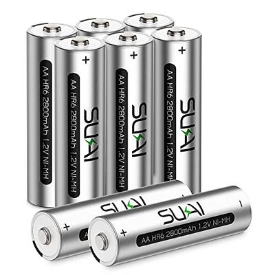 Basics 8-Pack Rechargeable AA NiMH High-Capacity Batteries, 2400  mAh, Recharge up to 400x Times, Pre-Charged