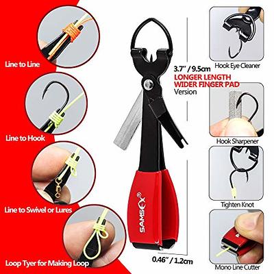 SAMSFX Aluminum Fishing Pliers Hook Remover Braid Line Cutter with Coiled  Lanyard, Fly Fishing Knot Tying Tool & Retractors (Red Handle, Split Ring  Nose) - Yahoo Shopping