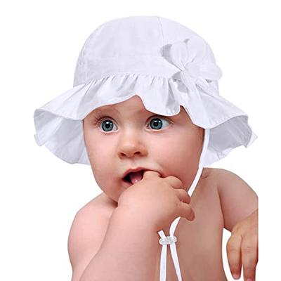 Baby Girl Wide Brim Bucket Hats with UPF 50+ Outdoor Adjustable Beach Hat  with Sun Hat(0-6 Months,White-Petal) - Yahoo Shopping