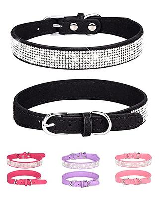  Rhinestone Flower Dog Collar - Sparkling Leather Pet Collar -  Adjustable and Durable - for Small and Medium Dogs (Black XS) : Pet Supplies
