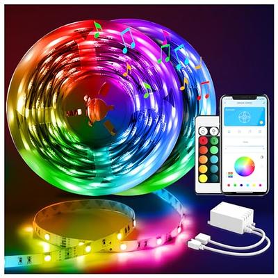 DAYBETTER 50ft Bluetooth LED Strip Lights,Music Sync 5050 LED Light Strip RGB with Remote Control,Timer Schedule,Color Changing LED Lights for Bedroom