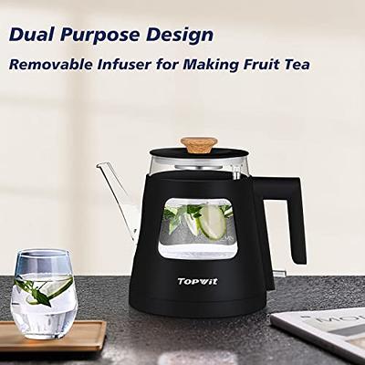 Topwit Electric Kettle, 1.0L Electric Tea Kettle with Removable Stainless  Steel Infuser, BPA-Free Electric Glass Kettle with Window, Double Wall  Water Warmer, Gooseneck Kettle, Auto-shut Off, Black - Yahoo Shopping