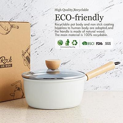 ROCKURWOK Ceramic Nonstick Sauce Pan with Lid,1.5 QT Small Cooking Soup Pot,  Non Toxic & PFAS-Free, Wooden Handle for Cool Touch, Universal Base(Gas,  Electric & Induction), White - Yahoo Shopping