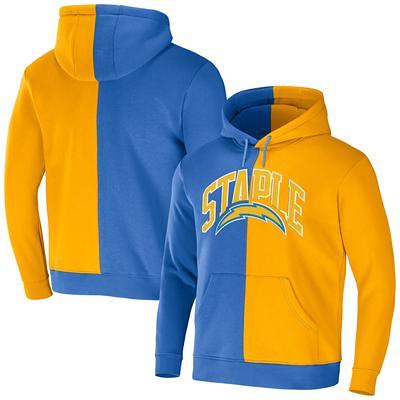 Men's New Era Gold/Powder Blue Los Angeles Chargers Colorblock Throwback Pullover Hoodie Size: Small