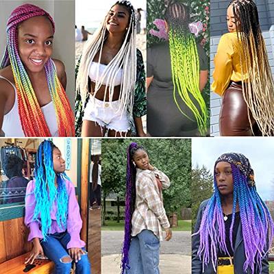 Ombre Green White Pre Stretched Braiding Hair Long Braid 26 Inch 1 Packs  Braiding Hair Extensions Professional Synthetic Fiber Crochet Twist Braids