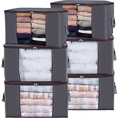 90L Large Storage Bags, 6 Pack Clothes Storage Bins Foldable Closet  Organizers Storage Containers with Durable Handles for Clothing, Blanket,  Comforters, Bed Sheets, Pillows and Toys (Gray)