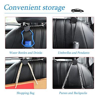 Car Seat Headrest Hooks Universal Car Back Seat Organizer Hanger Storage  Hook Black for Handbag, Purse, Grocery Bags 4-Pack 