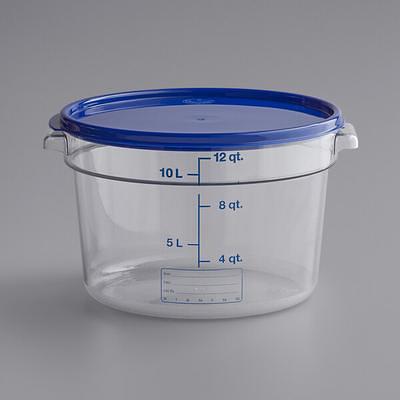 Vigor 12, 18, and 22 Qt. Blue Square Polypropylene Food Storage Container  Lid