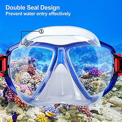 Diving Mask - Snorkel Mask, Scuba Diving Goggles with 180 Degree View and  Tempered Glass - Anti-Fog Swimming Snorkel Mask with Nose Cover - Scuba  Dive