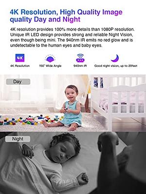 Mini Spy Camera Hidden WiFi 4K Wireless Indoor Small Nanny IP Cam Home  Security Secret Tiny Surveillance Cameras with Phone App Night Vision AI  Human Detection 100 Days Standby Battery Life