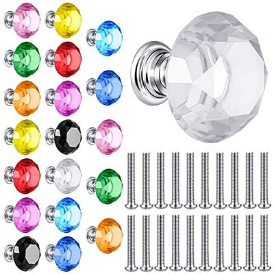 Qunclay 20 Pieces Crystal Cabinet Knobs 30 mm Drawer Pulls