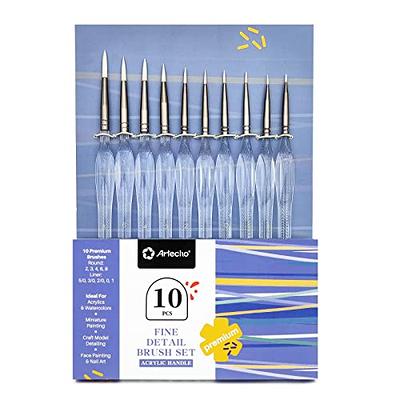 MEEDEN Detail Paint Brush Set - 6 Miniature Art Brushes for Fine Detailing & Art Painting - Acrylic Watercolor Oil - Miniatures