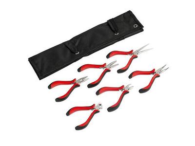 KENDO 6-Pieces Mini Pliers Set, Long Nose, Bent Nose, Diagonal, End Cut,  Linesman, Needle Nose Pliers, Spring Loaded Handle, 4.5 Inch, Mechanic,  Craftsman Basic Tool Kit, Roll Up Carry Bag Included 