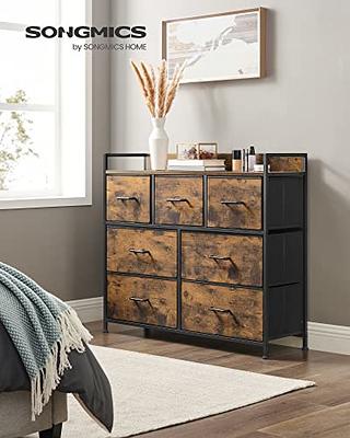 LINSY HOME Dresser for Bedroom, White Chest of Drawers with Double Shelf  and 7 Drawers, Storage