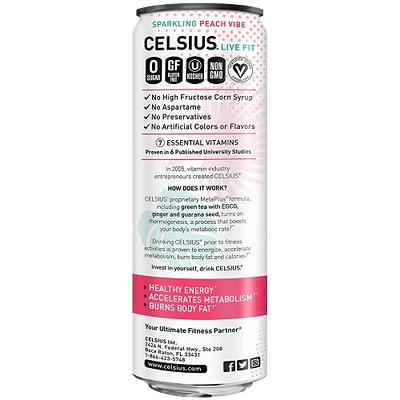 CELSIUS Sparkling Oasis Vibe, Functional Essential Energy Drink, 12 Fl Oz  (Pack of 12)