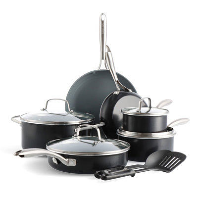 Paris Hilton Epic Nonstick Pots and Pans Set, Multi-layer Nonstick Coating,  Tempered Glass Lids, Soft Touch, Stay Cool Handles, Made without PFOA,  Dishwasher Sa… in 2023