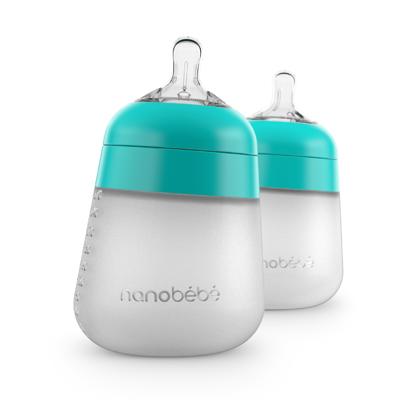 Silicone Baby Bottle 2 Pack Set - Leak Proof, Anti-Colic