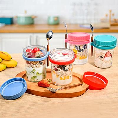 3 Pack 20 Oz Overnight Oats Containers with Lids and Spoons Plastic Yogurt  Cups