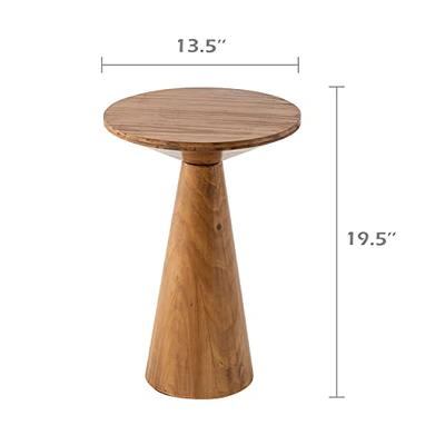COZAYH Farmhouse Pedestal End Table, Rustic Wood Drink Table with Base,  Round Martini Table for Small Space Living Room, Bedroom, Natural Wood  Color, Round 