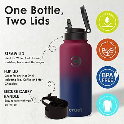 JoyJolt Vacuum Insulated 32-oz. Water Bottle with Flip Lid & Sport Straw Lid, Green