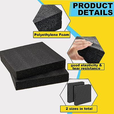 2 Pack Black Packing Foam Sheets, 2 inch Polyurethane Cushioning Inserts for Cases, Moving, 12 x 16 in