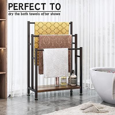 mDesign Metal Tall 2-Tier Free-Standing Bathroom Towel Rack - Chrome