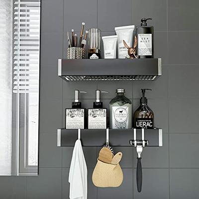 Dracelo 2 Pack Black Shower Caddy Shelf Basket Stainless Steel Adhesive Shower Shelf Storage Organizer