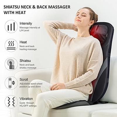 Snailax Shiatsu Neck and Shoulder Massager, Back Massager with Heat (Gray)
