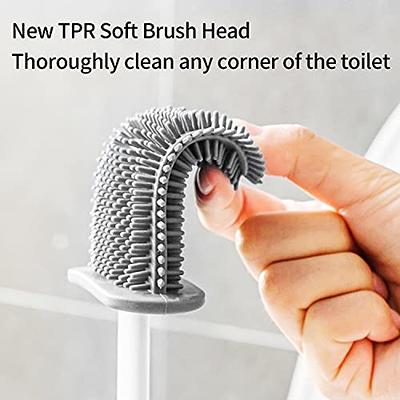 Curved Plastic Toilet Cleaning Brush Corner Rim Cleaner Handle Bowls Bent