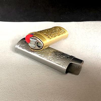 HUMWE 2 Pack Vintage Metal Lighter Case Cover Front Arabesque Engraving  Reusable Lighter Sleeve for Bic J6 Regular Lighters (Style1-Gold&Silver, 2)  - Yahoo Shopping