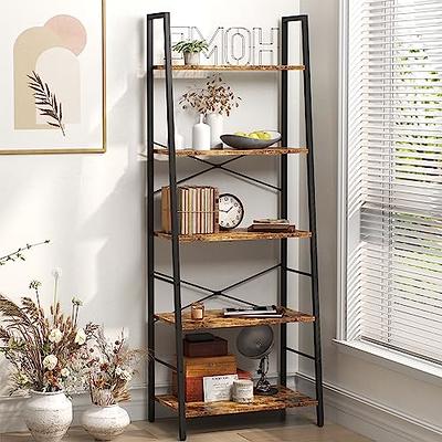  Gadroad Ladder Bookshelf, Industrial 5-Tier Bookcase,Free  Standing Ladder Shelf, Utility Organizer Shelves for Plant Flower,Wood Look  Accent Furniture with Metal Frame for Home Office,Rustic Brown : Home &  Kitchen