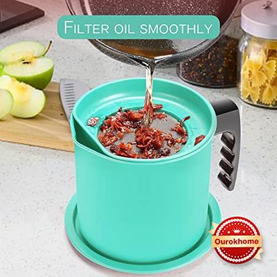 Bacon Grease Container, Ceramic Cooking Oil Storage with Strainer