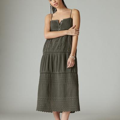 Lucky Brand Lace Button Front Midi Dress - Women's Clothing