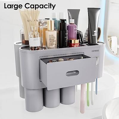 Toothbrush Holders with Drain Tray, Hanging Toothbrush and Toothpaste  Holder Organizer Bathroom Caddy Countertop for Toothpaste, Razors, Electric