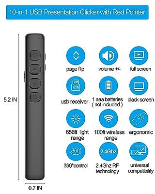 Zoxkoy PowerPoint Remote Presentation Clicker - Wireless Presenter Clicker  with Pointer & USB - PPT Slide Advancer