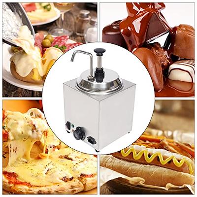 VEVOR Cheese Dispenser with Pump 2.4 qt. Capacity Cheese Warmer 650W Hot Fudge Warmer Stainless Steel Hot Cheese Dispenser