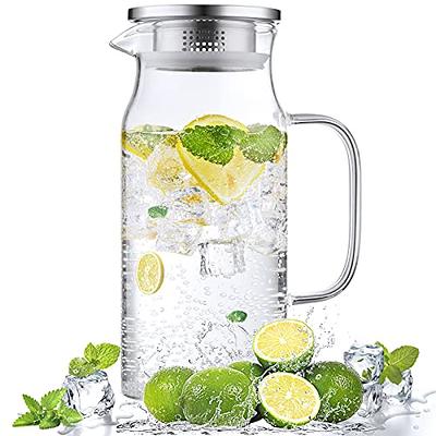 DilaBee Water Carafe with Lids - 50 Oz - Plastic Juice Pitcher Carafes for  Mimosa Bar, Milk, Smoothie, Iced Tea - Drink Containers for Fridge - Food