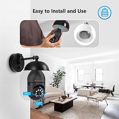 wansview 2K Light Bulb Security Camera - 2.4G WiFi Security Cameras  Wireless Outdoor Indoor for Home Security, 360° Auto Tracking, 24/7  Recording