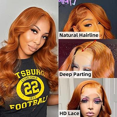 Orange Ginger Brown Lace Front Wigs Human Hair Pre Plucked 150