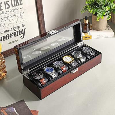 Watch Box, Wooden Watch Organizer, 6 Slots Display Case