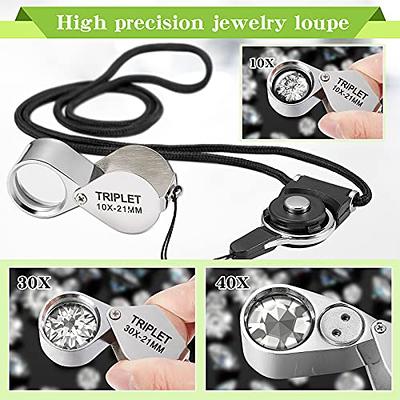 3 Pieces Illuminated Jewelry Loop Magnifier 10X 30X 40X Magnifier Loupe  Jewelers Eye Loupe with Adjustable Lanyard and Wiping Cloth LED/UV Pocket  Magnifying Glass for Close Work Rock Collecting - Yahoo Shopping