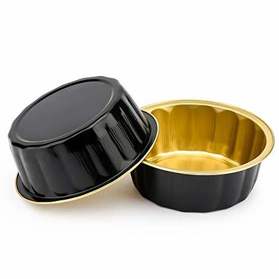 Disposable Ramekins with Lids, 10 Pack/ 5 oz Gold Aluminum Foil Dessert  Baking Cups, Reusable Cupcake Liners Pudding Cups for Wedding, Christmas,  Kitchen, Party, Various Holiday Parties 