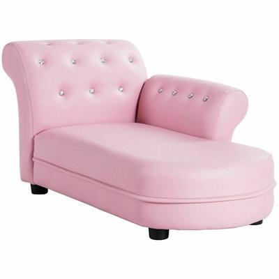 Alahomora Velvet Chaise Lounge, Lounge Recliner Chair with Thick Padded Back  Cushion for Living Room (Pink) 